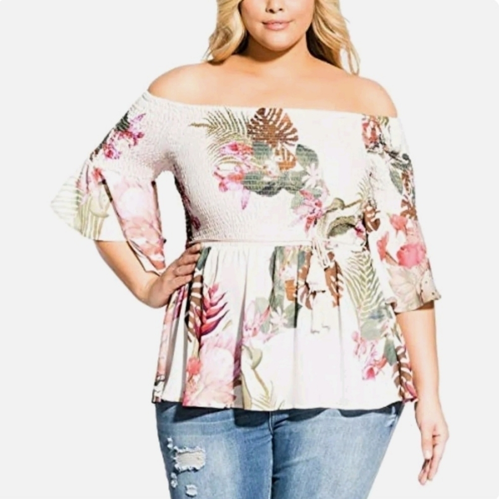 City Chic Floral Off Shoulder Top Size 20